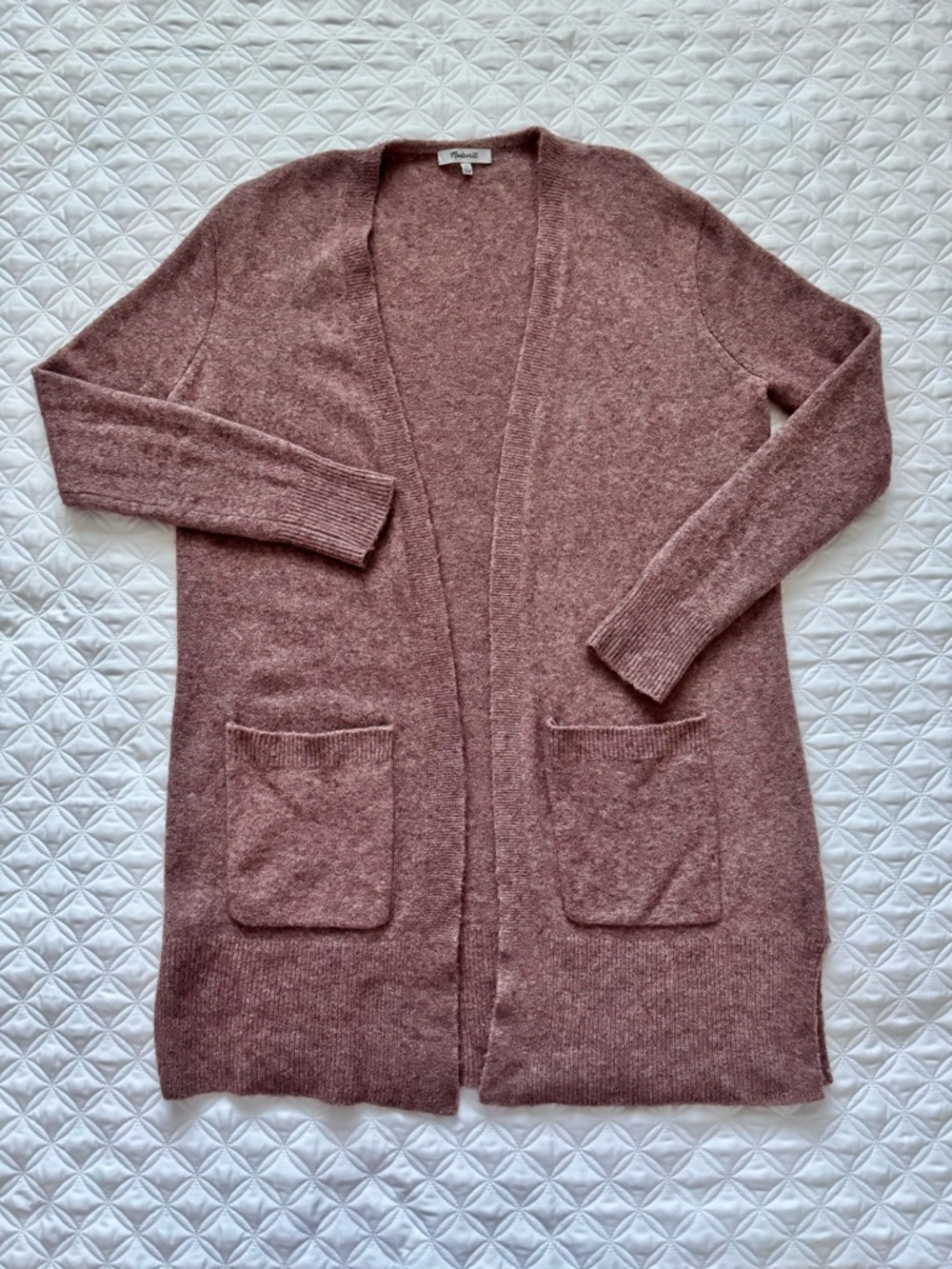 Madewell Kent Cardigan Open-Front Long Sweater Wool Alpaca Blend Pink Size XS